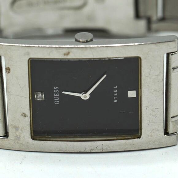 Guess Steel Watch Unisex 26mm Silver Tone Tank Black Dial with New Battery - Picture 5 of 6